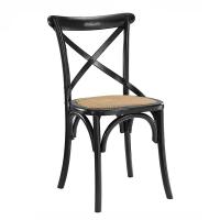Wooden X back chair with rattan seat
